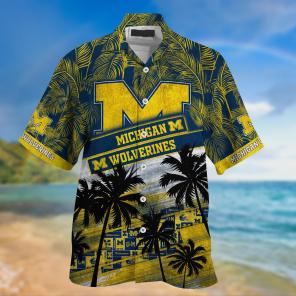 Michigan Wolverines NCAA Palm Tree Pattern Hawaii Shirt For Sports Fans