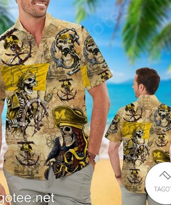Michigan Wolverines Pirates Hawaiian Shirt and Short for Game Day