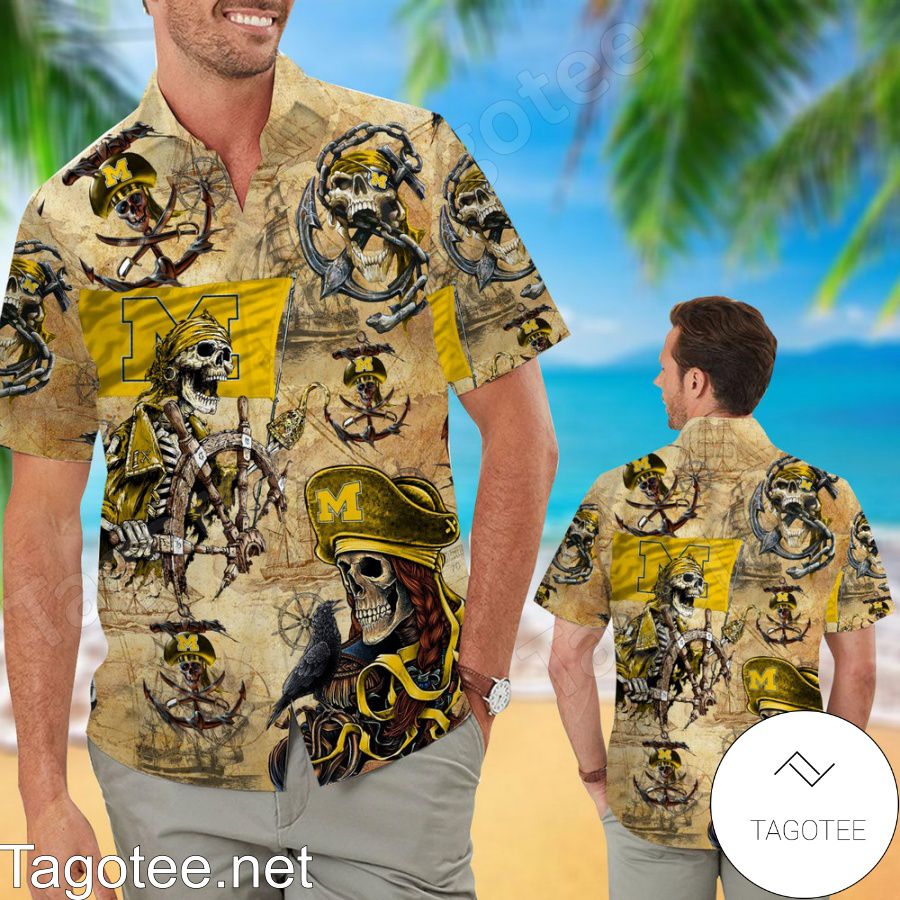 Michigan Wolverines Pirates Hawaiian Shirt and Short for Game Day