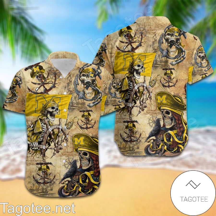 Michigan Wolverines Pirates Hawaiian Shirt and Short for Game Day
