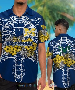 Michigan Wolverines Skeleton Tropical Hawaiian ShirtUsalast - Unique and Creative Design for Wolverines Fans