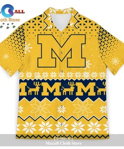 Michigan Wolverines Ugly Christmas Hawaiian Shirt with American Football and Sports Theme