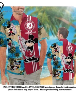 Mickey Makes Everything Better 
Get Your Custom Name Alabama Crimson Tide Summer Hawaiian Shirt Now