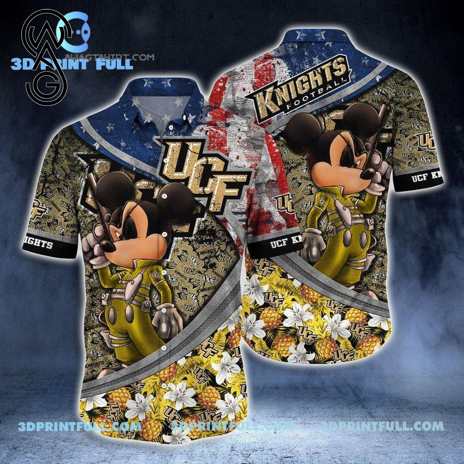 Mickey Mouse And NCAA UCF Knights Combo Hawaiian Shirt And Shorts - Perfect Gift for Fans of UCF and Disney