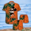 Mickey Mouse Miami Hurricanes Coconut Trees Tropical Hawaiian Shirt and Shorts - Add Some Fun to Your Beach Look.