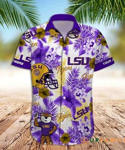 Mike The Tiger Palm Tree Custom LSU Tigers Hawaiian Shirts for Men 