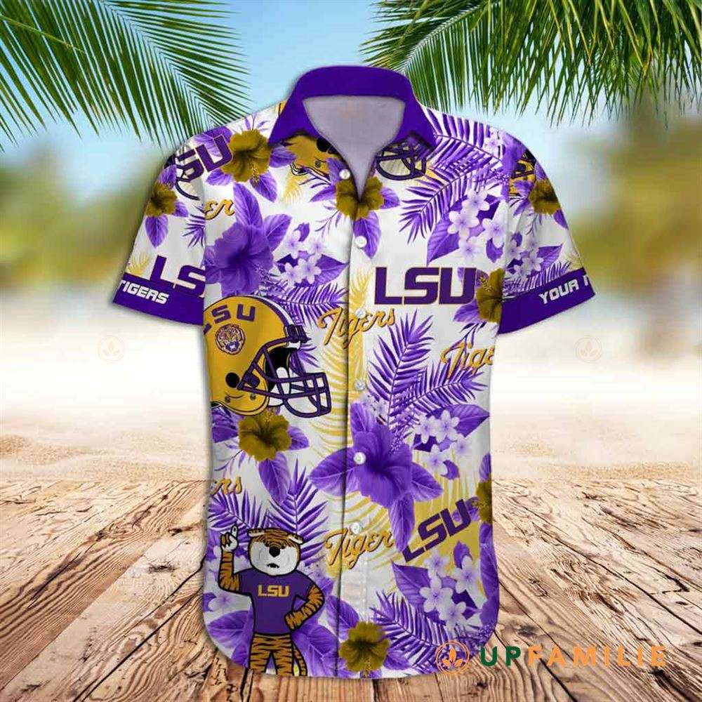 Mike The Tiger Palm Tree Custom LSU Tigers Hawaiian Shirts for Men