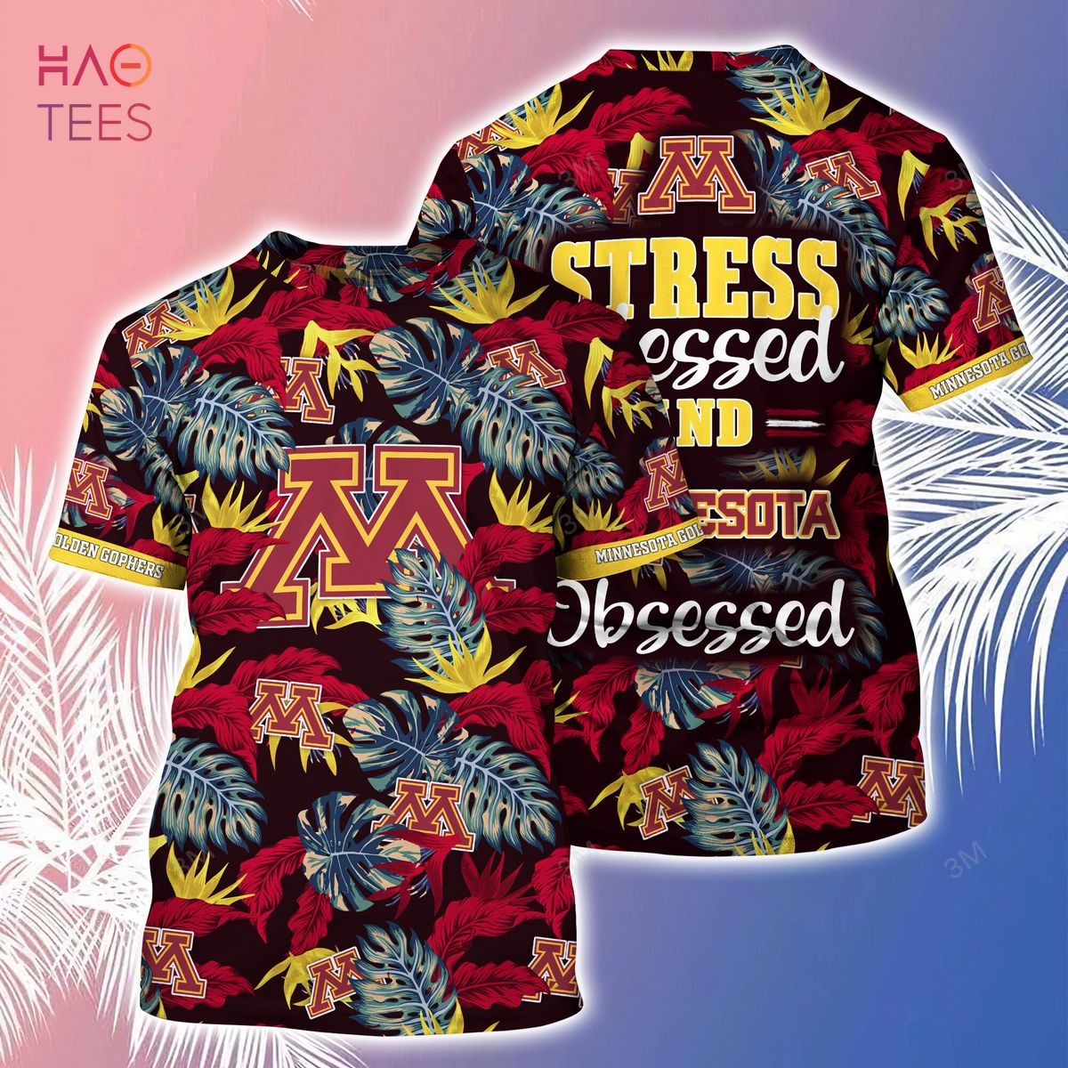 Minnesota Golden Gophers Hawaiian Shirt And Shorts For Summer, Stress Blessed Obsessed Fans