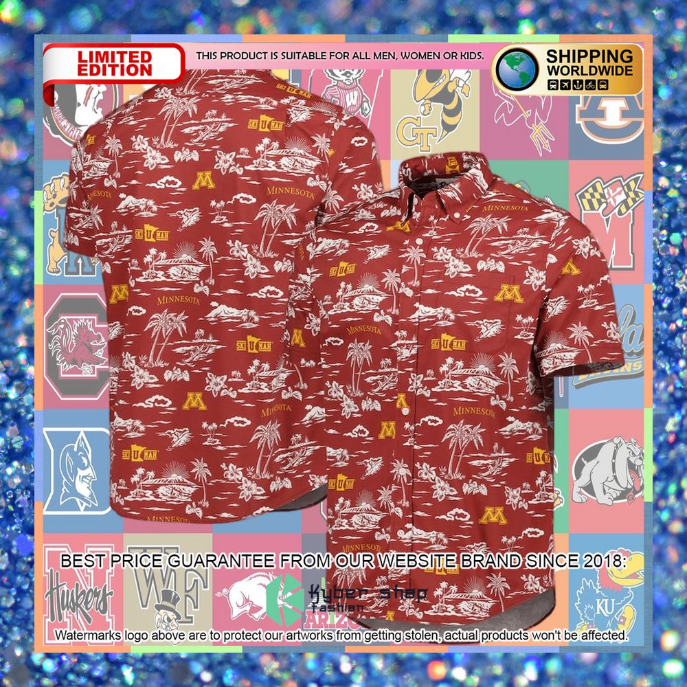 Minnesota Golden Gophers Reyn Spooner Performance Maroon Hawaiian Shirt