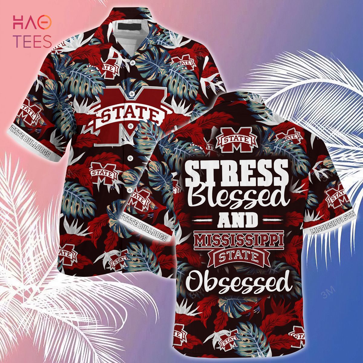 Mississippi State Bulldogs Hawaiian Shirt And Shorts For Summer, Stress Blessed Obsessed Fans
