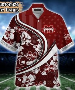 Mississippi State Bulldogs NCAA US Flag Flower Hawaii Shirt For Fans