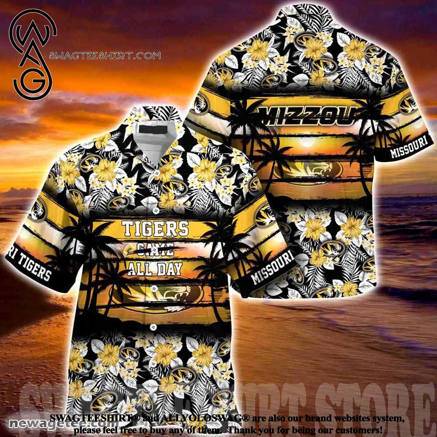 Missouri Tigers Hawaiian Shirt with Hibiscus Pattern for Sports Fan on Vacation