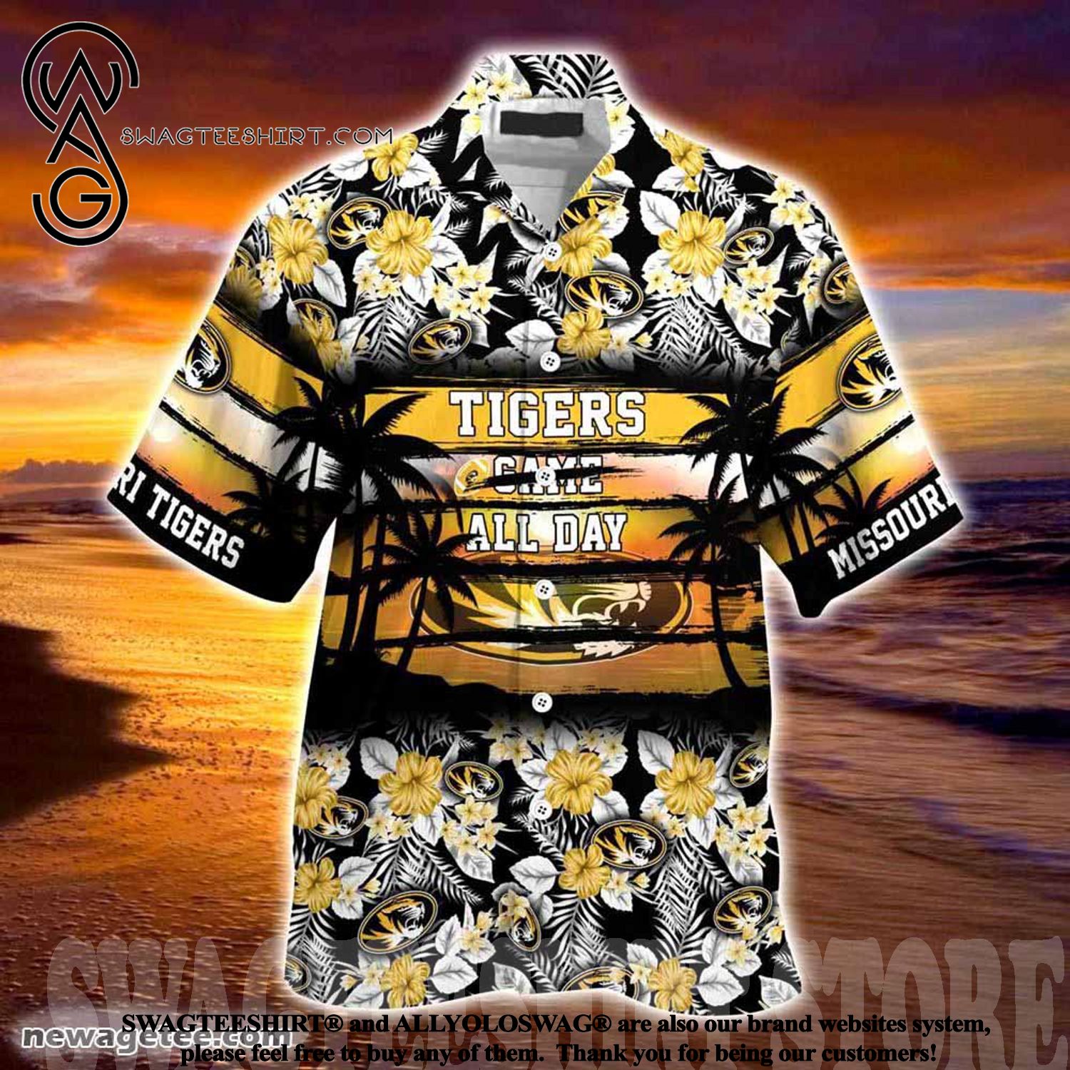 Missouri Tigers Hawaiian Shirt with Hibiscus Pattern for Sports Fan on Vacation