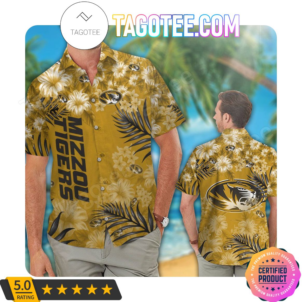 Missouri Tigers to the Beach with Aloha Hawaii Shirt and Beach Short