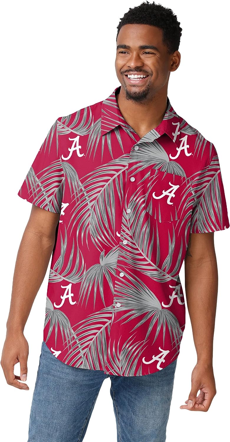 NCAA College Team Logo Floral Tropical Button Up Shirt - Ultimate Beach Shirt