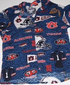 NCAA Football Hawaiian Rayon Button Shirt for Auburn Tigers Fans