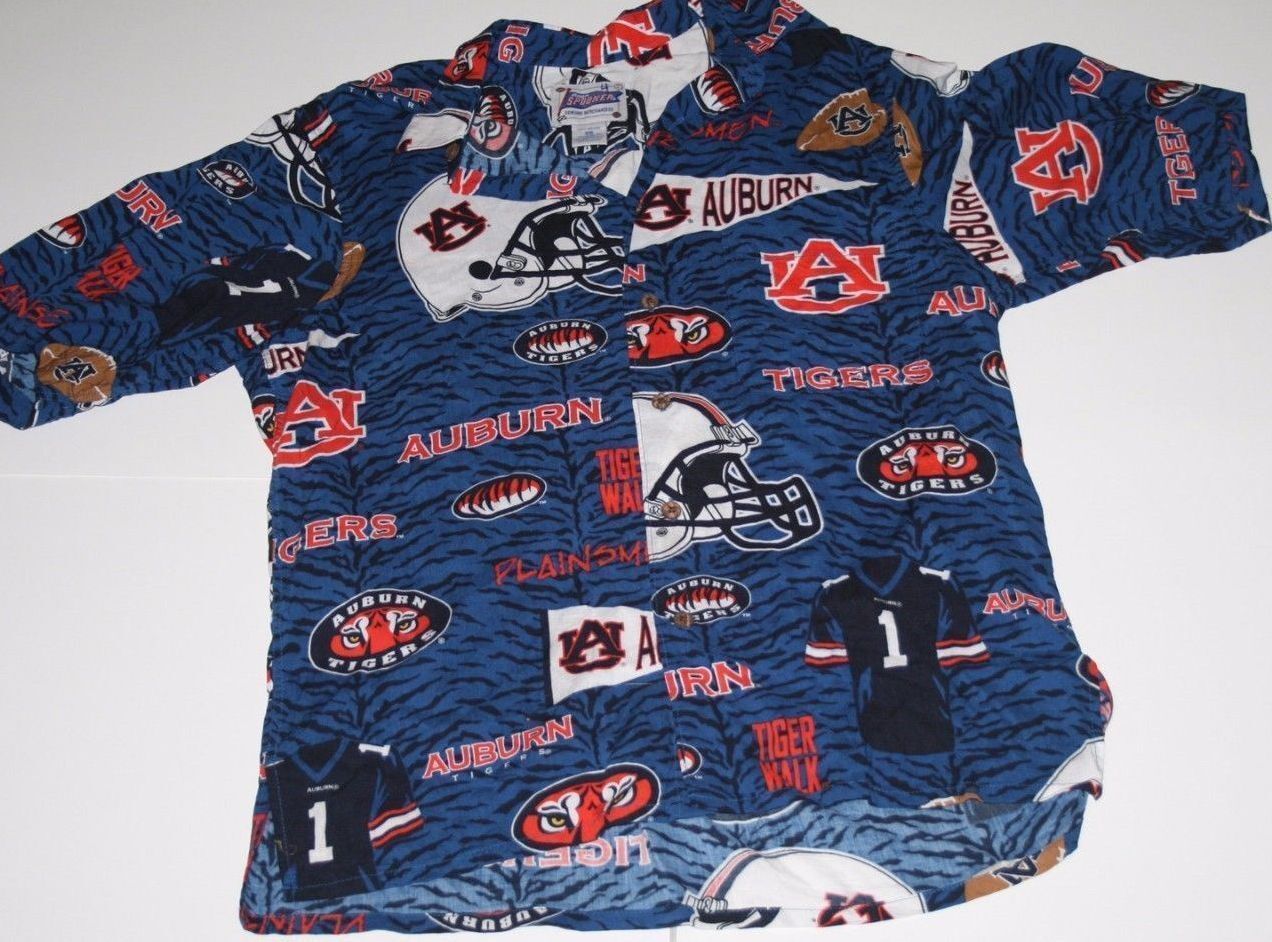 NCAA Football Hawaiian Rayon Button Shirt for Auburn Tigers Fans