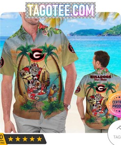 NCAA Georgia Bulldogs Custom Name Flamingo Parrot Hawaiian Shirt - Personalized and Unique 