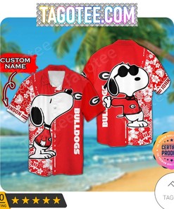 NCAA Georgia Bulldogs Custom Name Snoopy Aloha Hawaiian Shirt - Great Gift