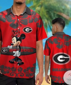 NCAA Georgia Bulldogs Minnie Mouse Hawaiian Shirt - Custom Name