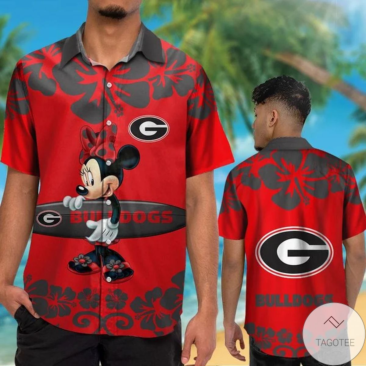 NCAA Georgia Bulldogs Minnie Mouse Hawaiian Shirt - Custom Name