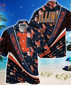 NCAA Illinois Fighting Illini Blue Black Hawaiian Shirt - Unique Design For Sports Enthusiasts 