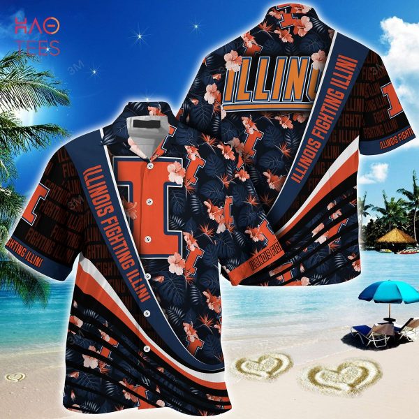 NCAA Illinois Fighting Illini Blue Black Hawaiian Shirt - Unique Design For Sports Enthusiasts
