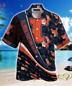 NCAA Illinois Fighting Illini Blue Black Hawaiian Shirt - Unique Design For Sports Enthusiasts