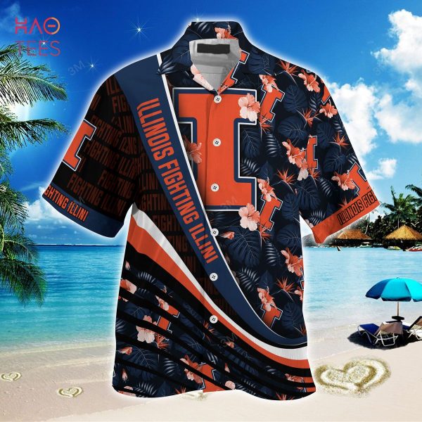 NCAA Illinois Fighting Illini Blue Black Hawaiian Shirt - Unique Design For Sports Enthusiasts