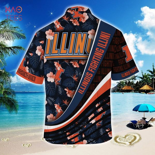 NCAA Illinois Fighting Illini Blue Black Hawaiian Shirt - Unique Design For Sports Enthusiasts