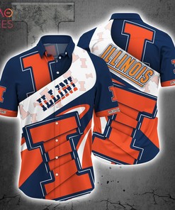 NCAA Illinois Fighting Illini Blue Orange Hawaiian Shirt V2 - Ideal For Sports Enthusiasts 
