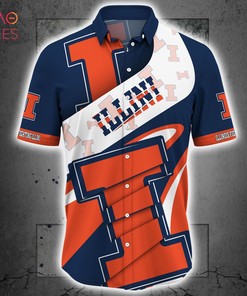 NCAA Illinois Fighting Illini Blue Orange Hawaiian Shirt V2 - Ideal For Sports Enthusiasts