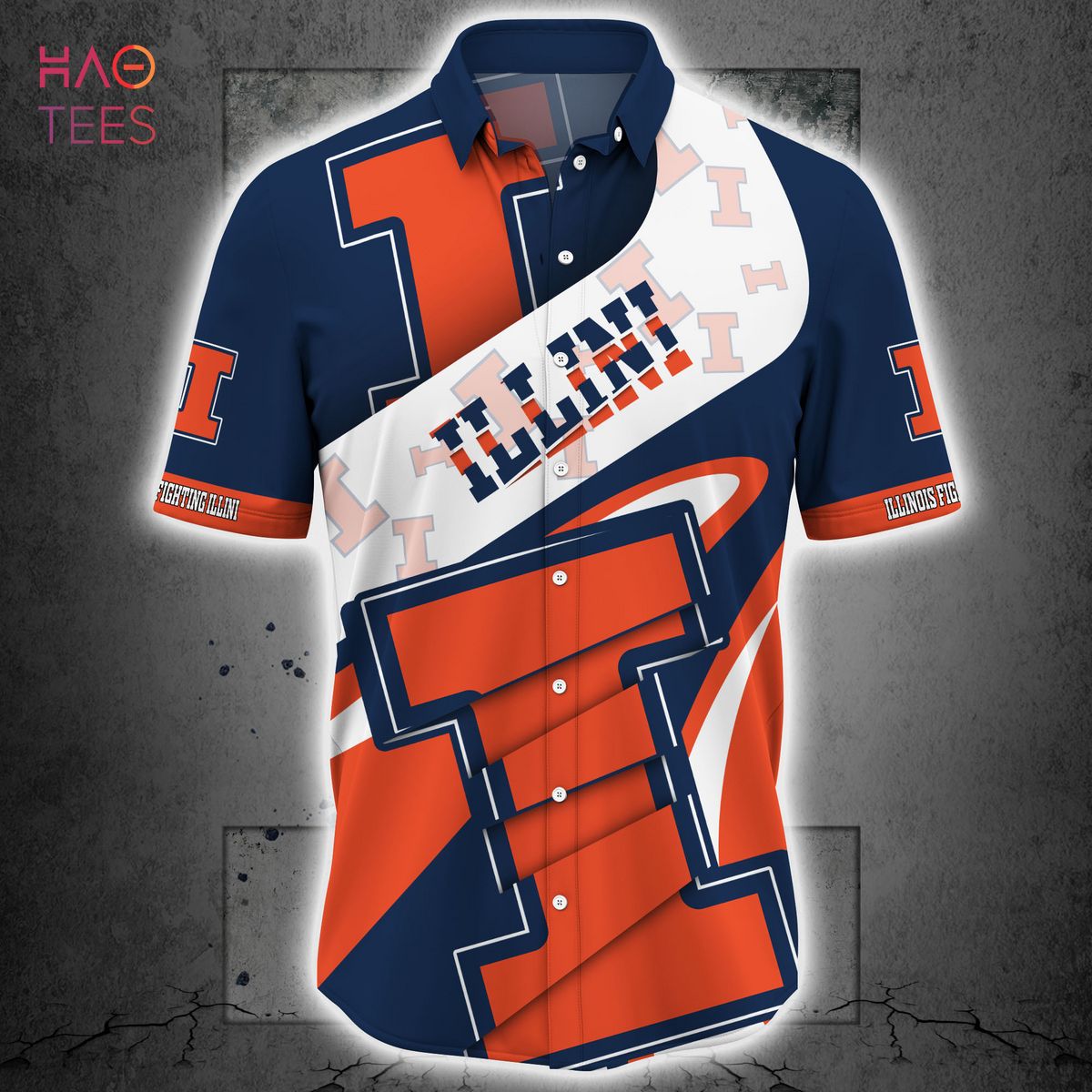 NCAA Illinois Fighting Illini Blue Orange Hawaiian Shirt V2 - Ideal For Sports Enthusiasts
