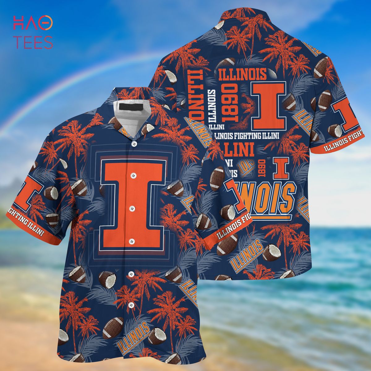 NCAA Illinois Fighting Illini Coconut Blue Orange Hawaiian Shirt - Perfect For Fans