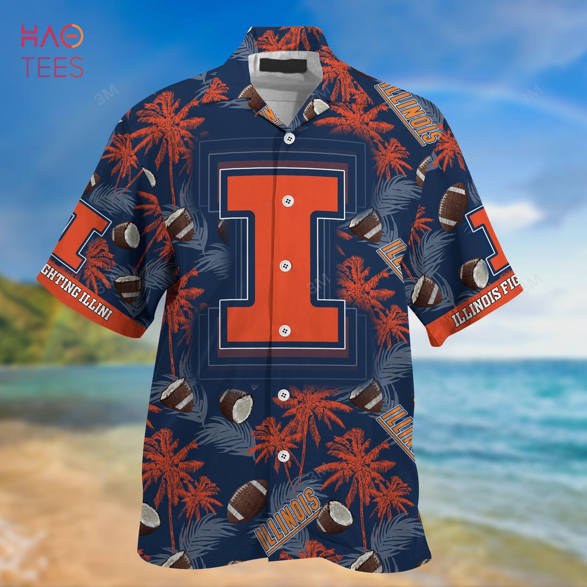 NCAA Illinois Fighting Illini Coconut Blue Orange Hawaiian Shirt - Perfect For Fans