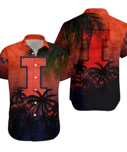 NCAA Illinois Fighting Illini Coconut Tree Hawaiian Shirt V3 - Unique Design