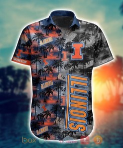 NCAA Illinois Fighting Illini Coconut Trees Hawaiian Shirt - Beautiful Design For Fans