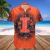 NCAA Illinois Fighting Illini Custom Text and Number Orange and Blue Hawaiian Shirt - Personalized Gift 