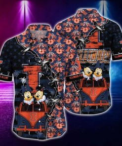 NCAA Illinois Fighting Illini Mickey Mouse Aloha Hawaiian Shirt 