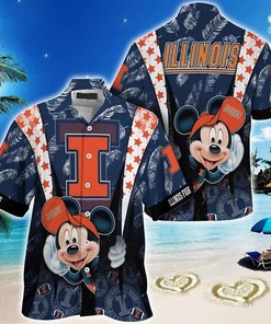 NCAA Illinois Fighting Illini Mickey Mouse Hawaiian Shirt Outfit for Men 
