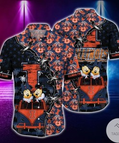 NCAA Illinois Fighting Illini Mickey Mouse V2 Hawaiian Shirt for Men 