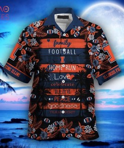 NCAA Illinois Fighting Illini Orange Black Hawaiian Shirt - Perfect Pair For Summer