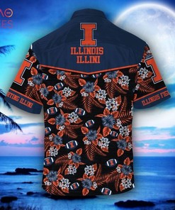 NCAA Illinois Fighting Illini Orange Black Hawaiian Shirt - Perfect Pair For Summer 