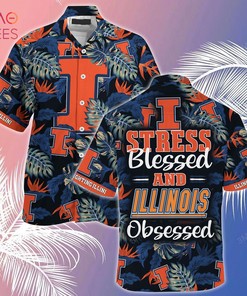 NCAA Illinois Fighting Illini Stress Blessed Hawaiian Shirt - Ideal Gift For Fans 