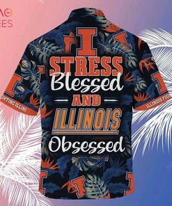 NCAA Illinois Fighting Illini Stress Blessed Hawaiian Shirt - Ideal Gift For Fans