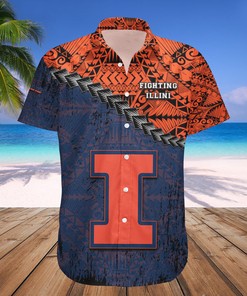 NCAA Illinois Fighting Illini V2 Orange and Blue Hawaiian Shirt - Perfect for Fans 