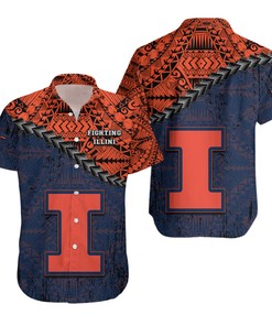 NCAA Illinois Fighting Illini V2 Orange and Blue Hawaiian Shirt - Perfect for Fans
