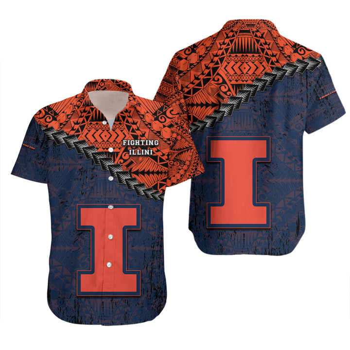 NCAA Illinois Fighting Illini V2 Orange and Blue Hawaiian Shirt - Perfect for Fans