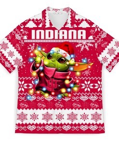 NCAA Indiana Hoosiers Baby Yoda Ugly Christmas Hawaiian Shirt - Unique Gift For Fans 