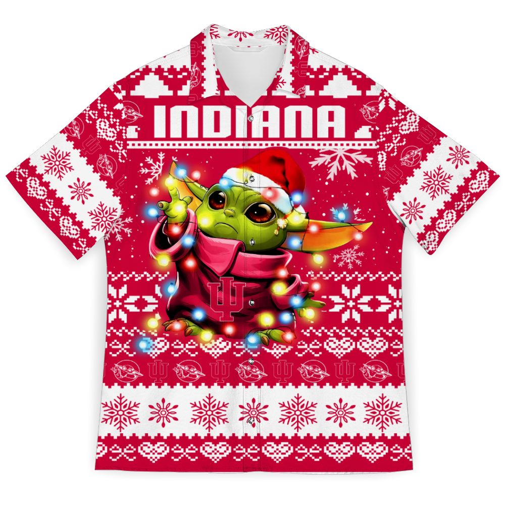 NCAA Indiana Hoosiers Baby Yoda Ugly Christmas Hawaiian Shirt - Unique Gift For Fans